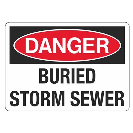 Danger Buried Storm Sewer - 10" x 14" Sign
